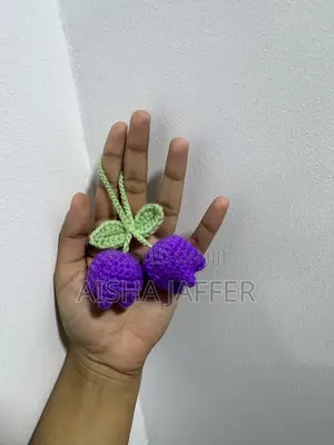 Handmade Crochet Purple Tulip Keychain