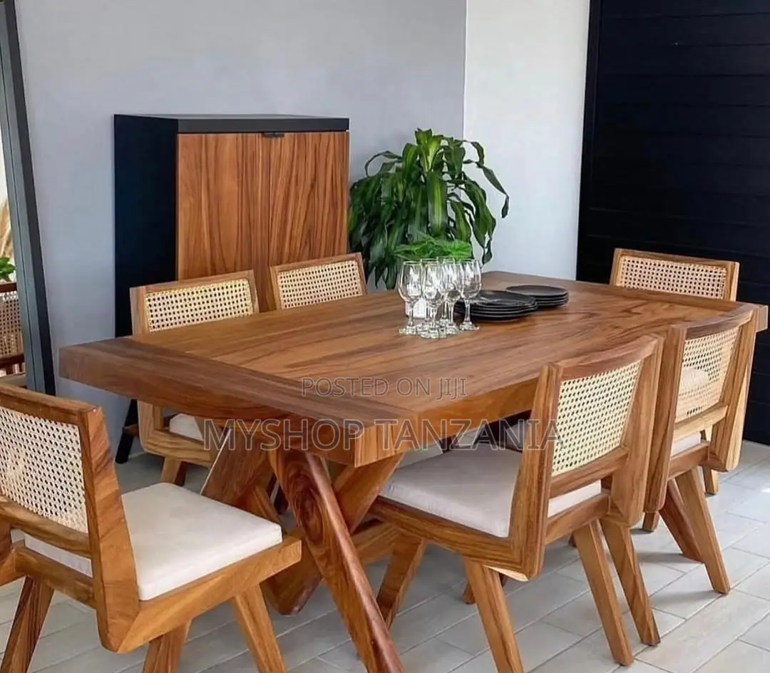 Dinning Table Full Set Viti 6 Mbao Ngumu Mninga Supa