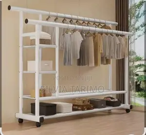 Luxury Gold Double-rail Garment Rack With Wheels