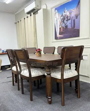 Wooden Dinning Table Full Set Viti 6 Mbao Ngumu