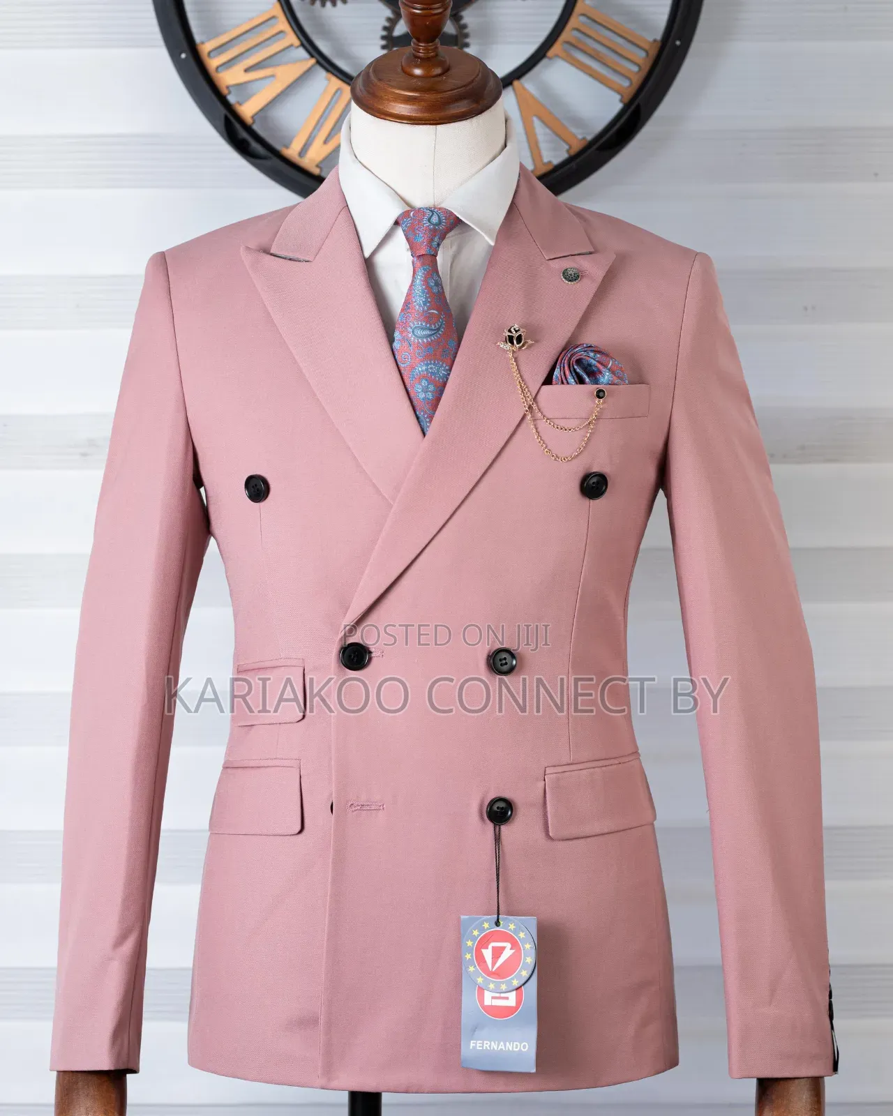 Premium Dusty Pink Double-Breasted Slim-Fit Suit