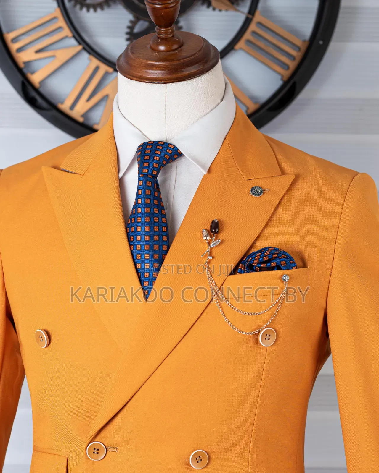 Fernando Premium Mustard Yellow Double-Breasted Slim-Fit Suit