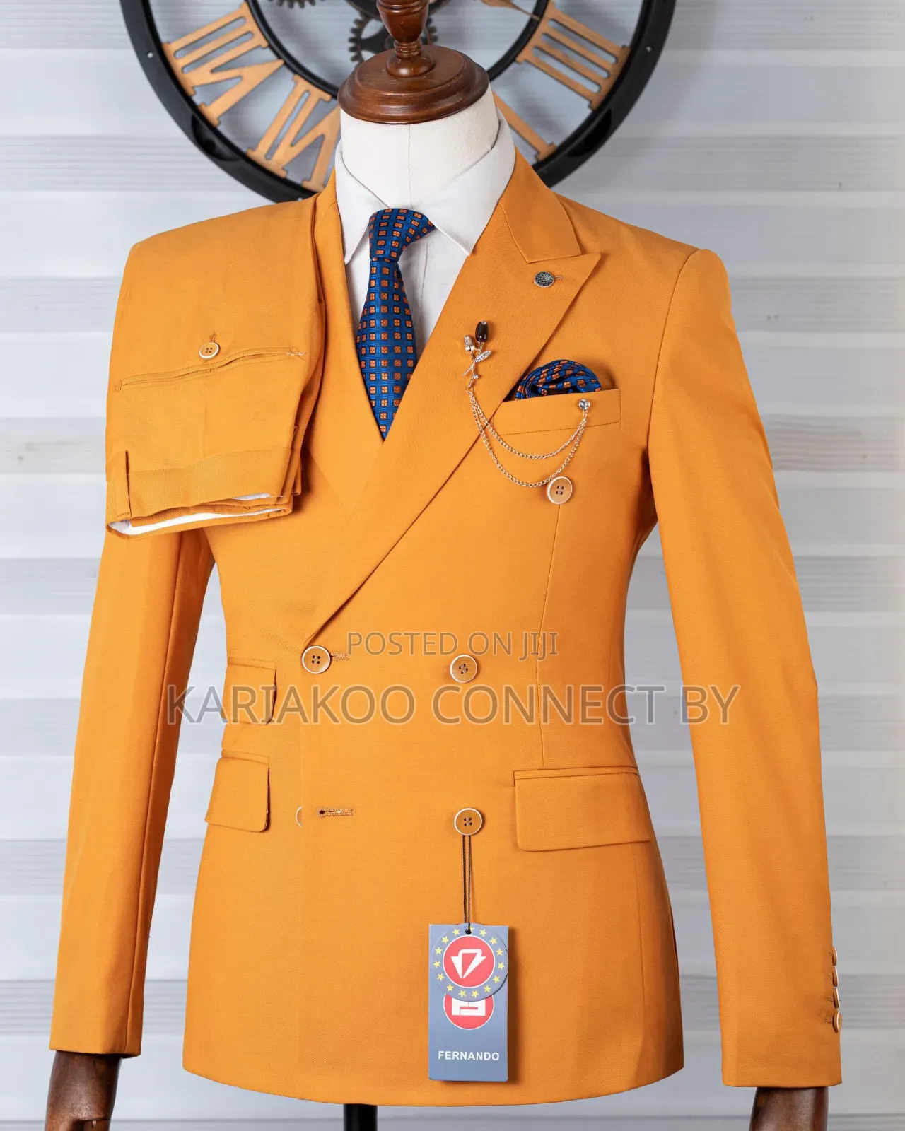 Fernando Premium Mustard Yellow Double-Breasted Slim-Fit Suit
