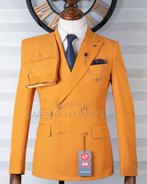 Fernando Premium Mustard Yellow Double-Breasted Slim-Fit Suit