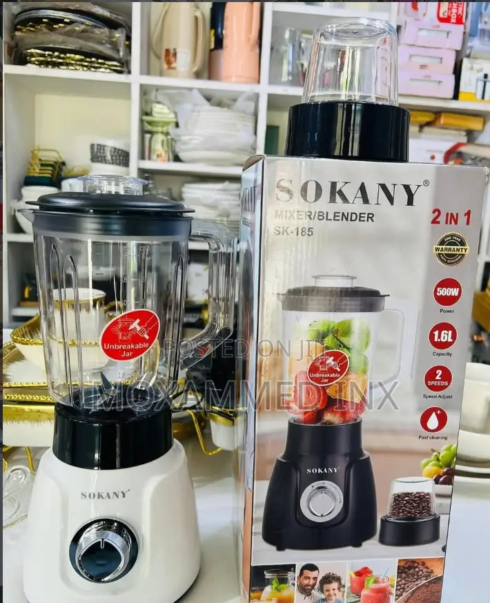 Sokany 2-in-1 Mixer/Blender (Model Sk-185),Featuring a 500w Motor.