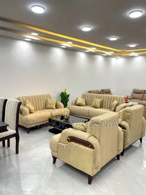 Sofa Full Set Material Kitambaa Imara Imependezeshwa Na Mbao Mninga