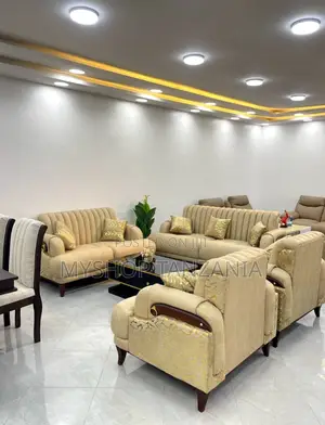 Sofa Full Set Material Kitambaa Imara Imependezeshwa Na Mbao Mninga
