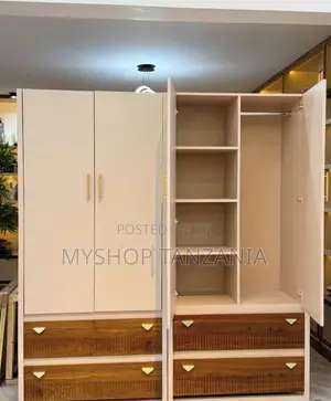 Kabati Milango Minne ( Mbao Ya Mninga McHanganyiko Na Soft Wood