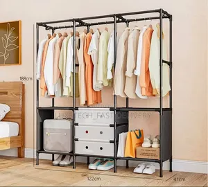 Portable Wardrobe Closet With Drawers and Shoe Shelves (3-Section)