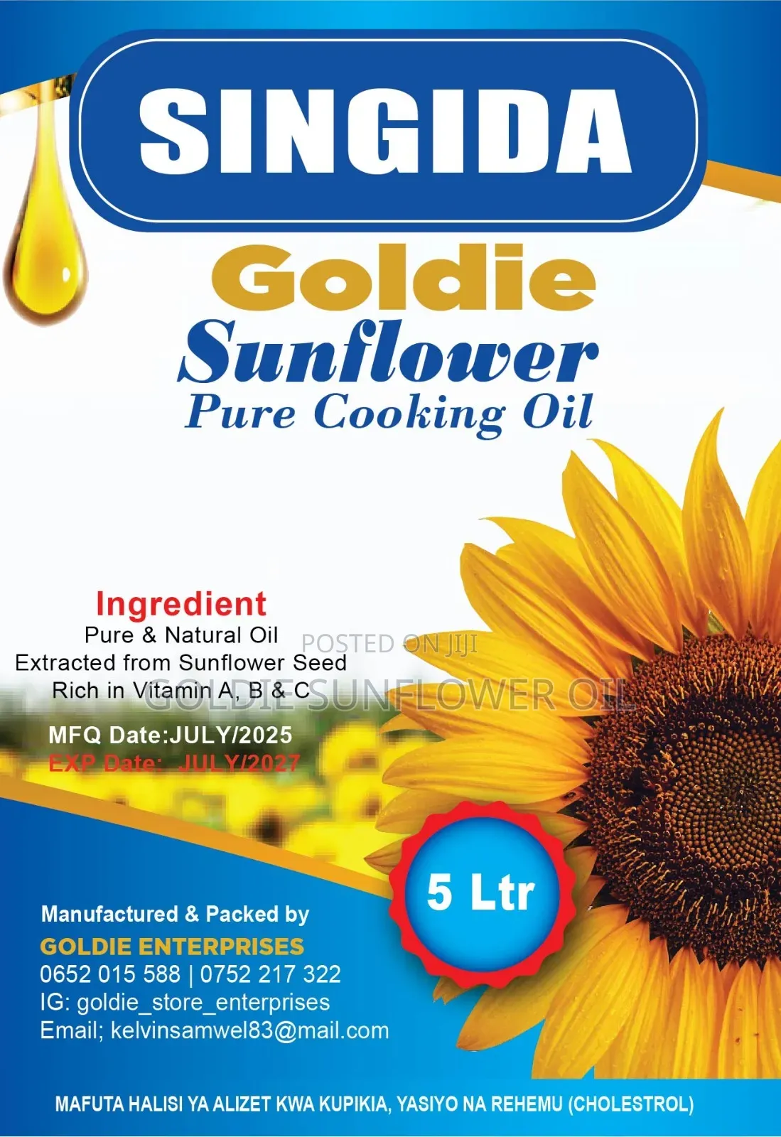 Goldie Sunflower Oil 5 Litres
