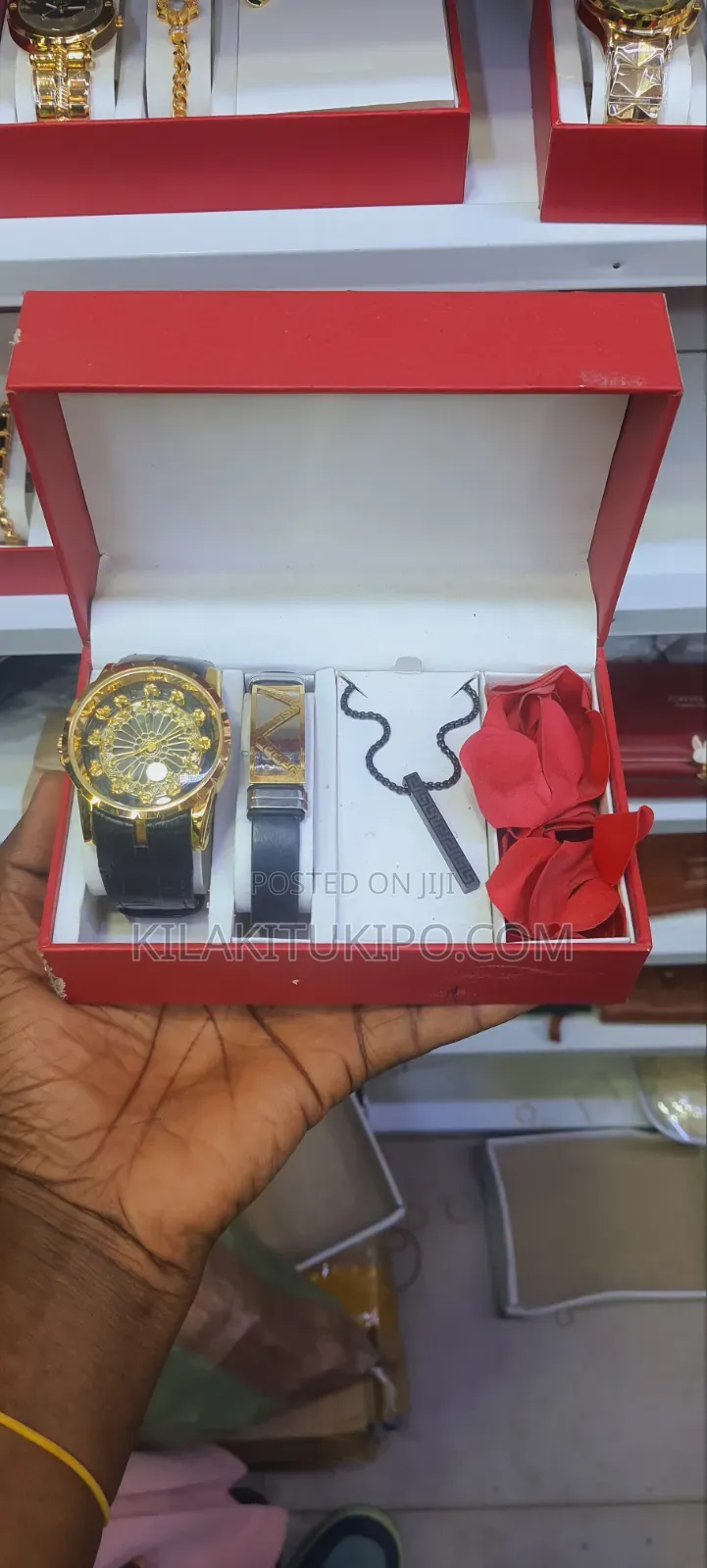 Gucci 5 In1 Watch Bracelet Necklace Ring Ear Ring