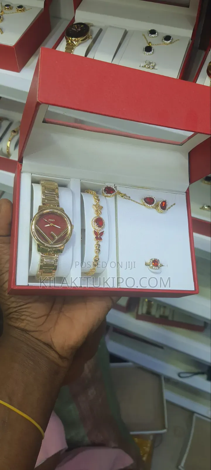 Fendi- Watch Bracelet Necklace Ring Ear Ring 5in 1