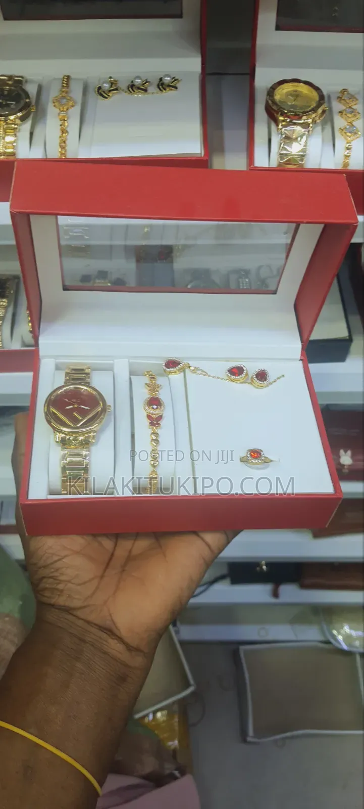 Fendi- Watch Bracelet Necklace Ring Ear Ring 5in 1