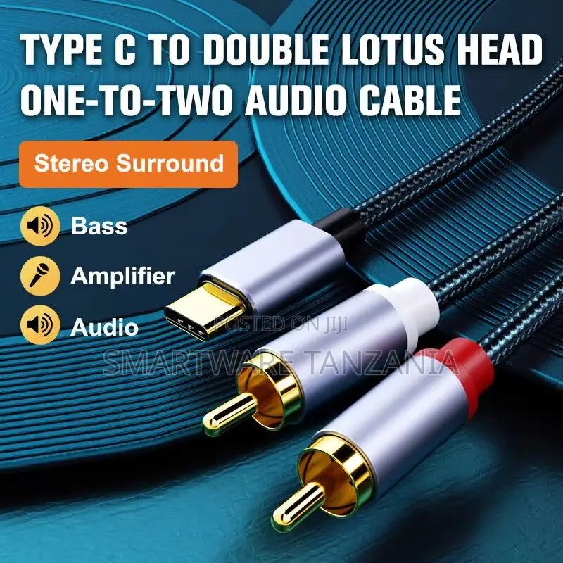 Type C to Double Lotus Head One-to-Two Audio Cable for Stereo Sound