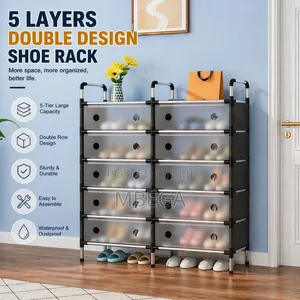 5-layers Double Row Design Shoe Rack* Dimensions:81*28*92cm