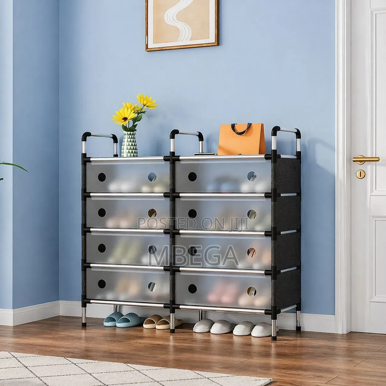 5-layers Double Row Design Shoe Rack* Dimensions:81*28*92cm