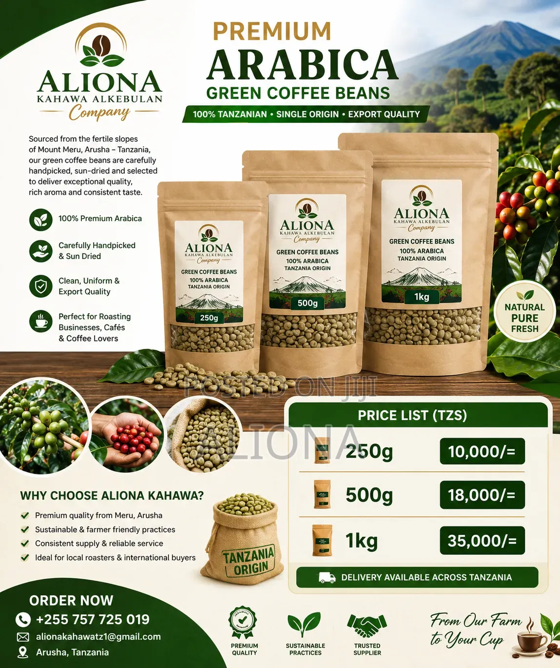 Premium Arabica Green Coffee Beans | Wholesale Retail | Tanzania