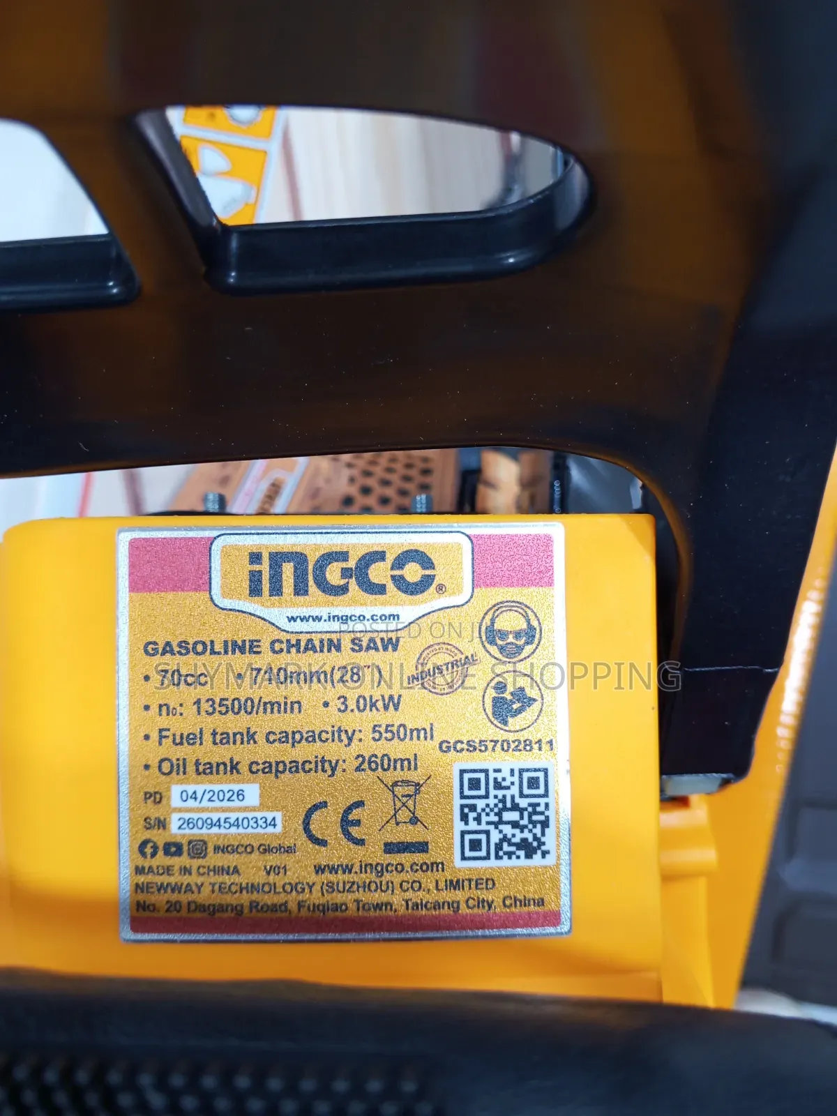 INGCO Heavy Duty Gasoline Chainsaw 28 Inch
