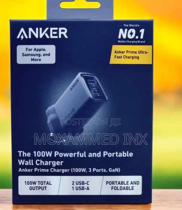 Anker Gan Prime 100w Ultra Fast Charging 3ports 1xUSBA and 2xUSBC
