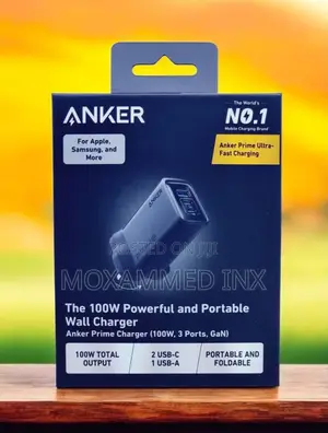 Anker Gan Prime 100w Ultra Fast Charging 3ports 1xUSBA and 2xUSBC