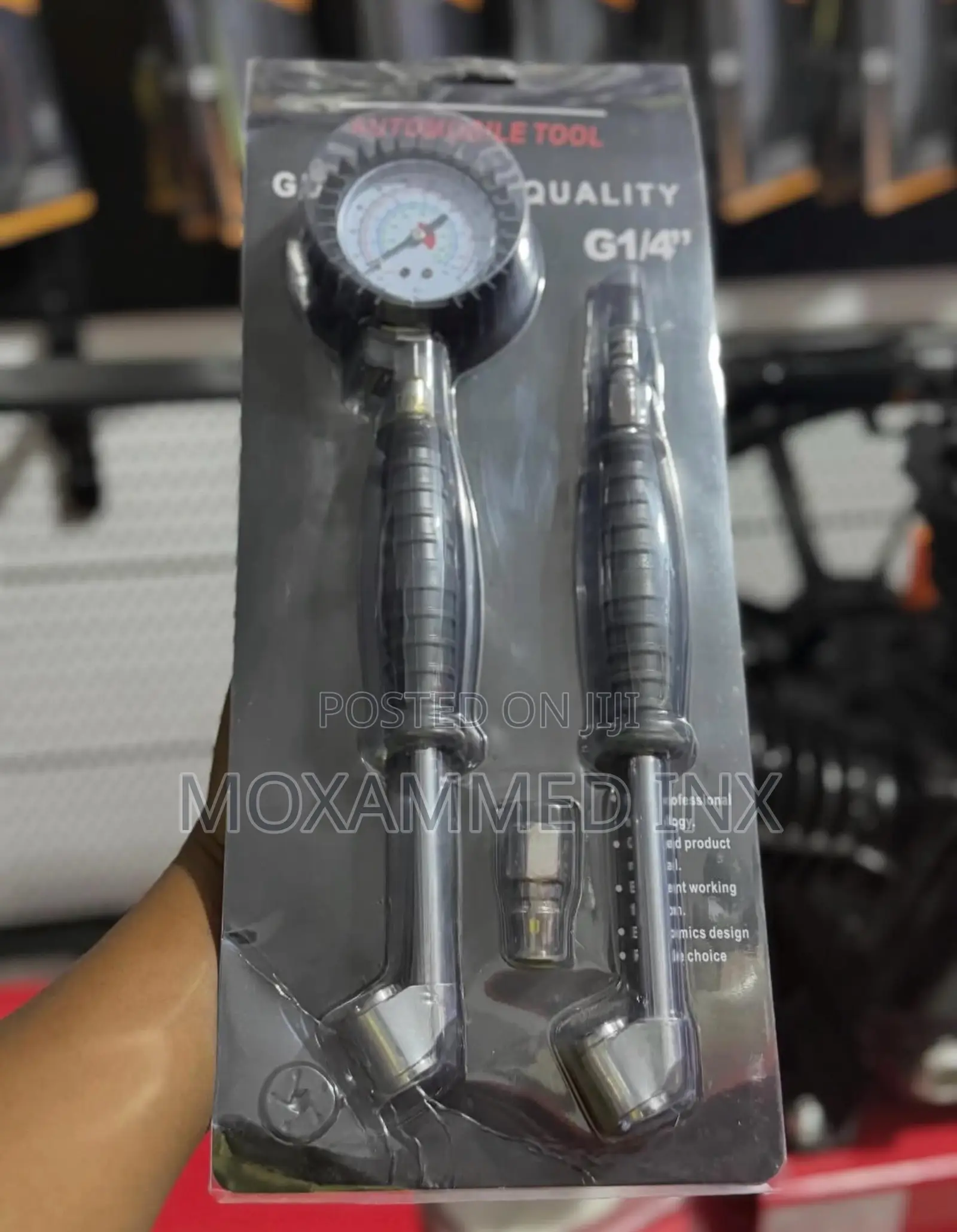 Portable Tire Inflator and Pressure Gauge Combo Tool