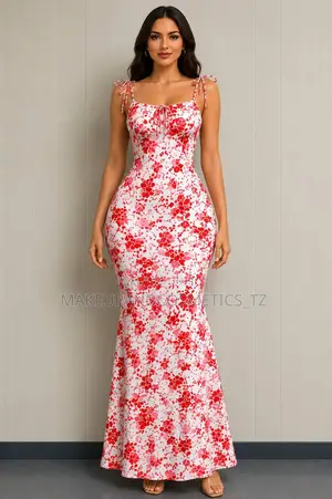 Floral Print Bodycon Fishtail Maxi Dress