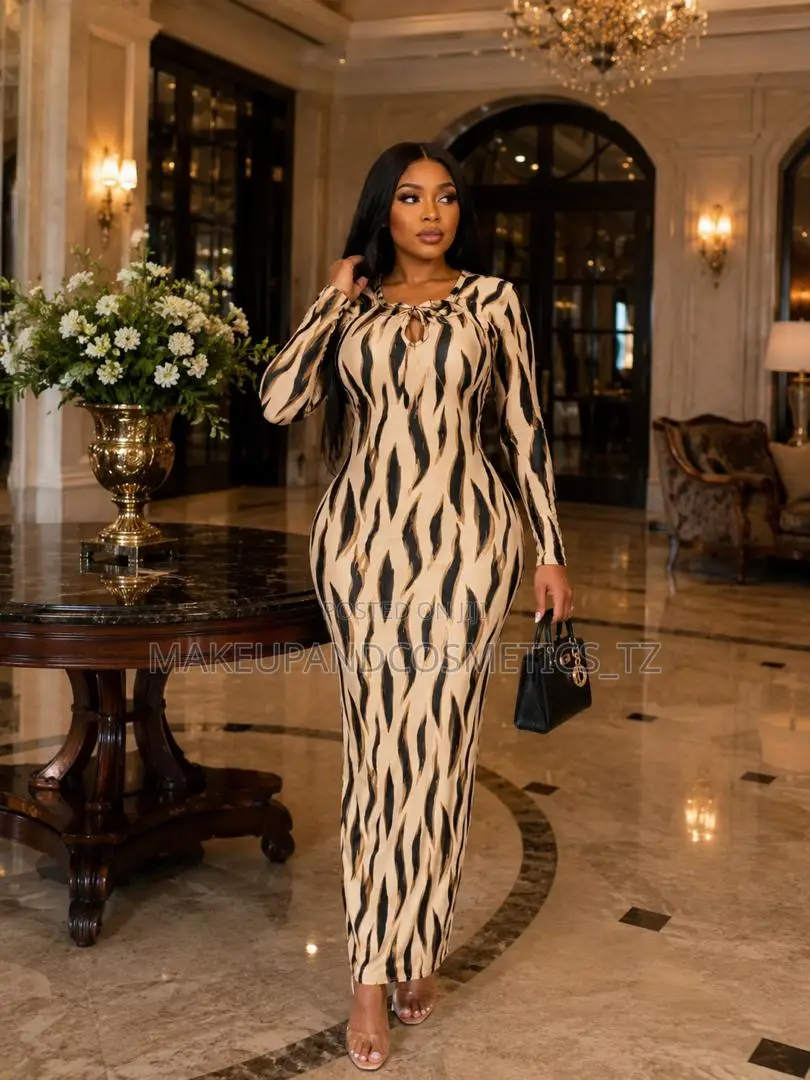 Long -Sleeve Body Con Maxi Dress