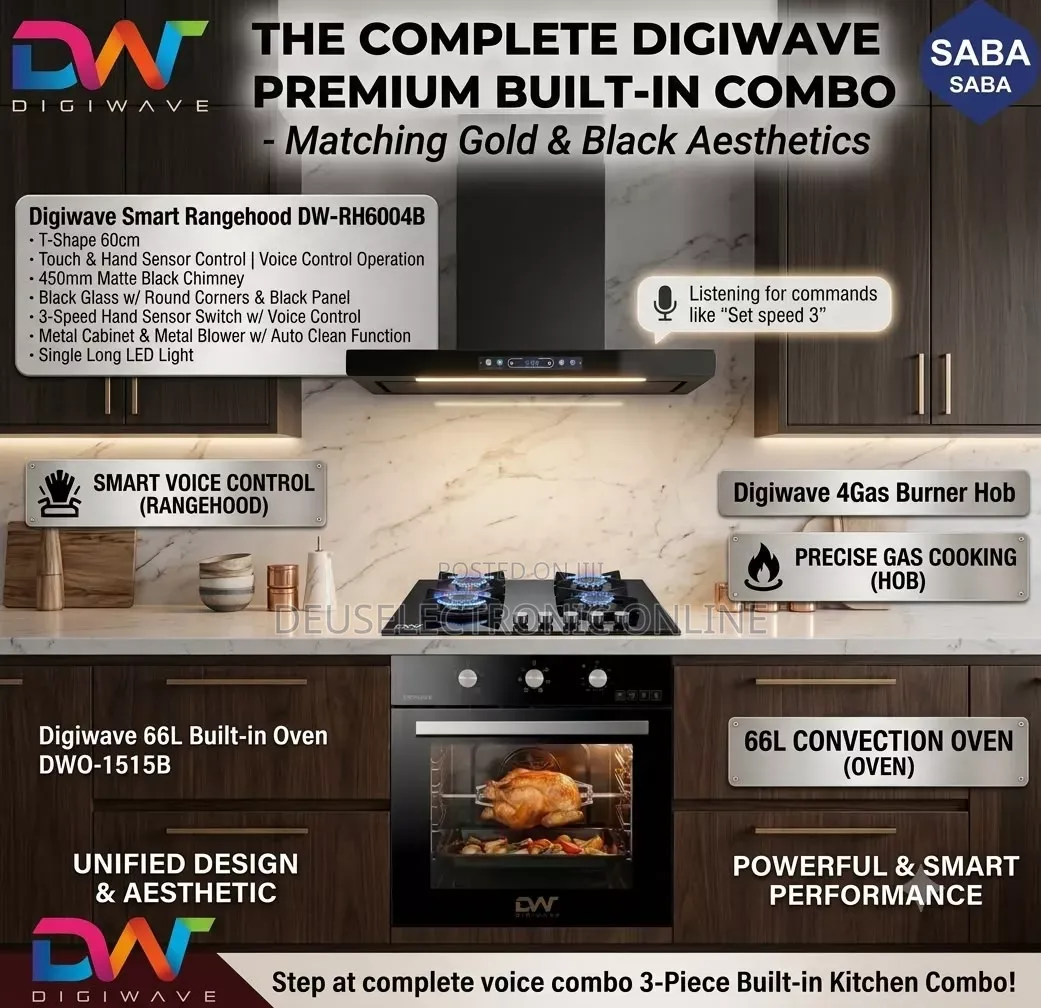 *Digiwave Kitchen Combo Set** *T Shape Range Hood Cooker 60cm