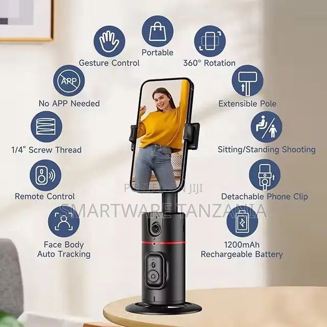 Smart Selfie Stick With Auto Tracking and Gesture Control for Phones