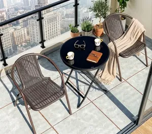 Foldable Table and 2 Chairs Elegant Outdoor Set (Viti Viwili Na Meza)