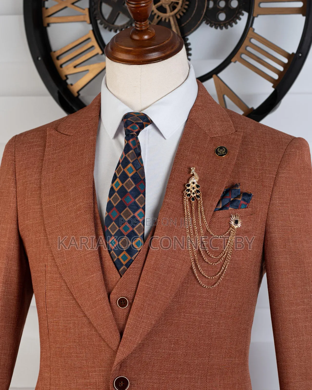 Premium Men’s 3-Piece Terracotta Suit | Ultimate Unique Groom