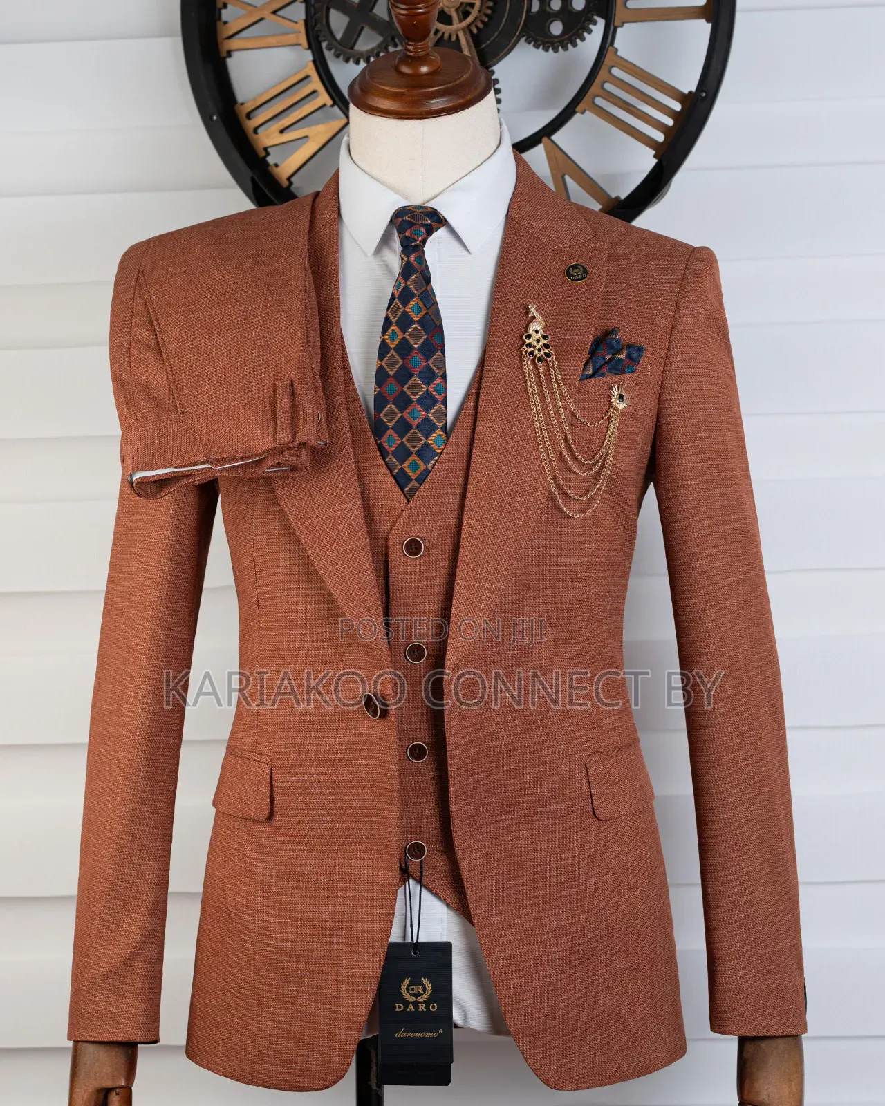 Premium Men’s 3-Piece Terracotta Suit | Ultimate Unique Groom