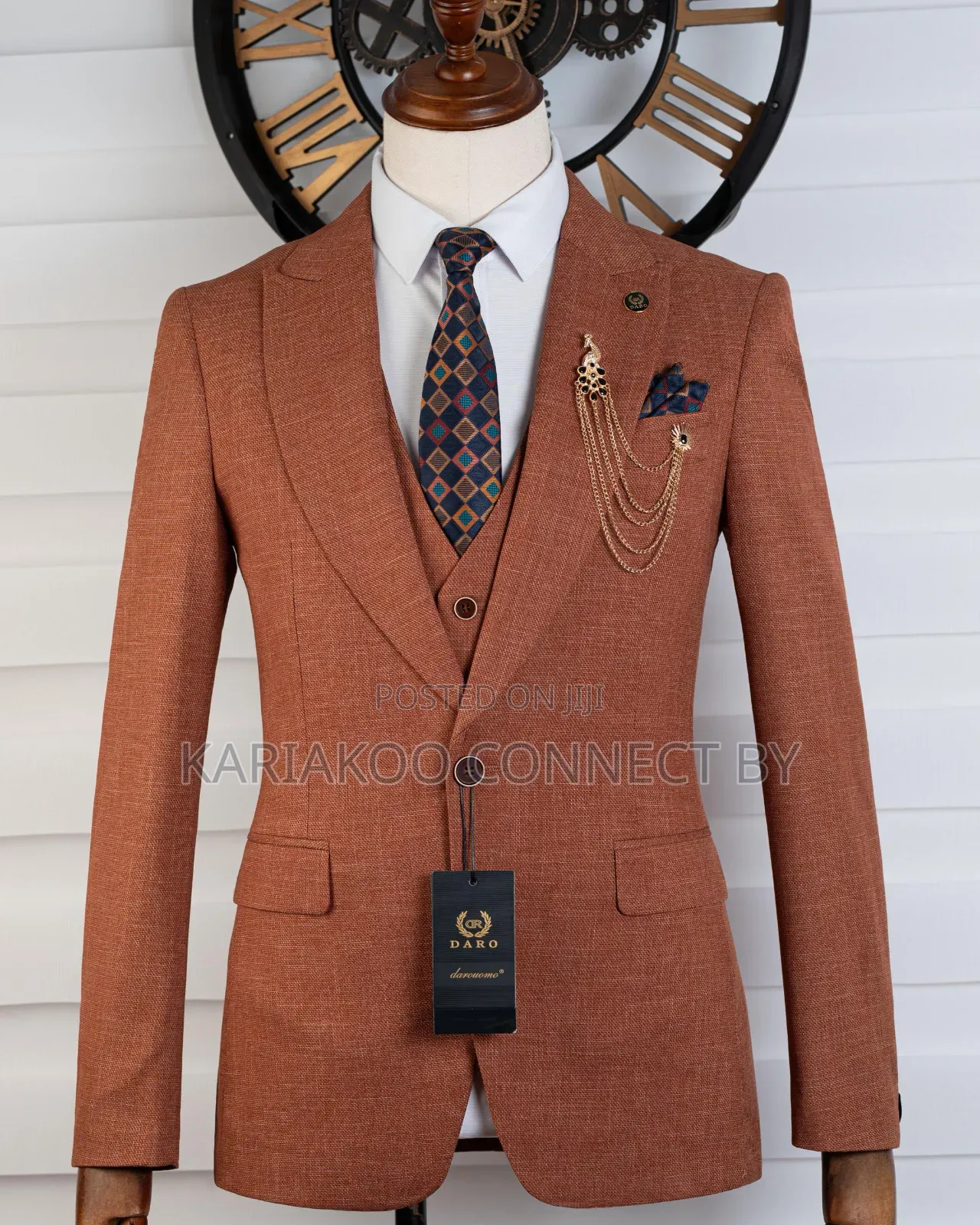 Premium Men’s 3-Piece Terracotta Suit | Ultimate Unique Groom