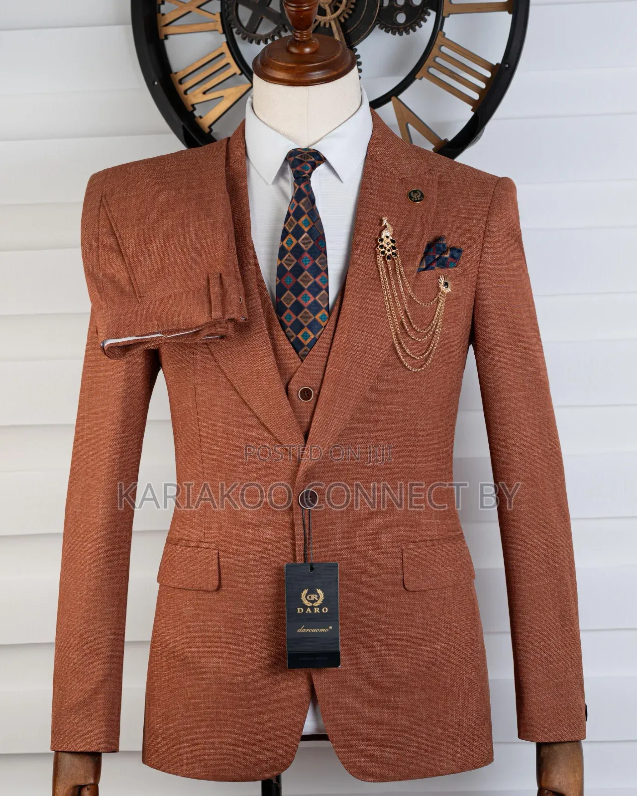 Premium Men’s 3-Piece Terracotta Suit | Ultimate Unique Groom