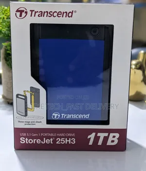 Transcend StoreJet 25H3 1TB USB 3.1 Shockproof External Hard Drive