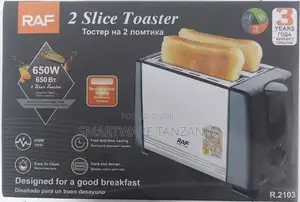 RAF 2 Slice Toaster, 650W Power, Dual-Sided Baking, Easy to Clean