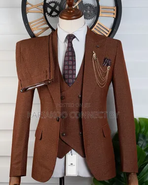 Premium Rust Brown Textured 3-Piece Suit