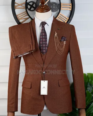 Premium Rust Brown Textured 3-Piece Suit