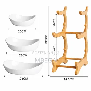 3-Layers Fruit Serving Bowls With Bamboo Stand