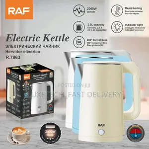 RAF R.7863 2L Double Wall Electric Kettle Stainless Steel Fast Boiling