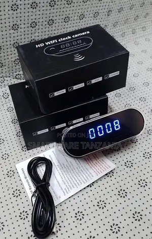 HD WiFi Clock Camera With Remote Access, Digital Display, USB Cable