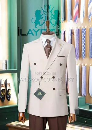 Men's Modern Executive Double-Breasted Blazer Trousers Set