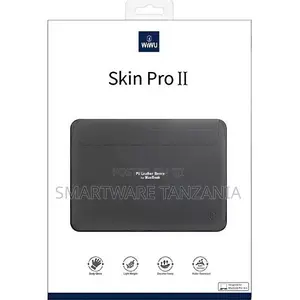 WIWU Skin Pro II Navy Blue PU Leather Sleeve for a MacBook Laptop