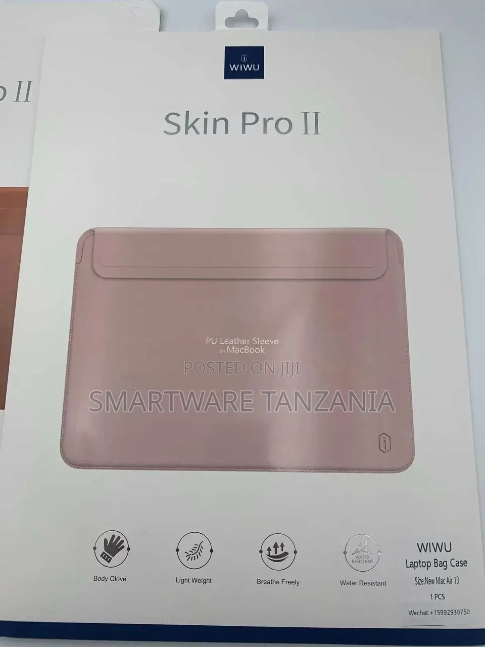 WIWU Skin Pro II Pink PU Leather Sleeve Case for MacBook Air 13 In