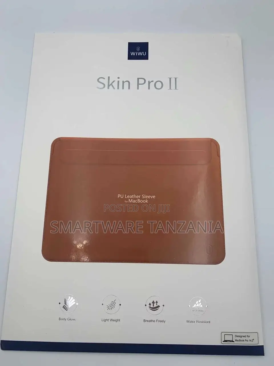 WIWU Skin Pro II Brown PU Leather Sleeve for MacBook Pro 14.2 Inch