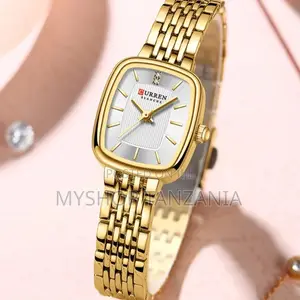 Curren 9093 Quartz Watch for Women Gold-Toned Rectangular Case