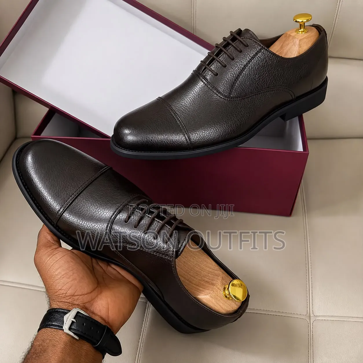 Men's Leather Shoes 2 Colours Black and Coffee De'Rossi Brands
