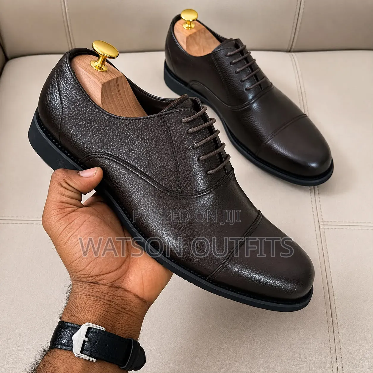 Men's Leather Shoes 2 Colours Black and Coffee De'Rossi Brands