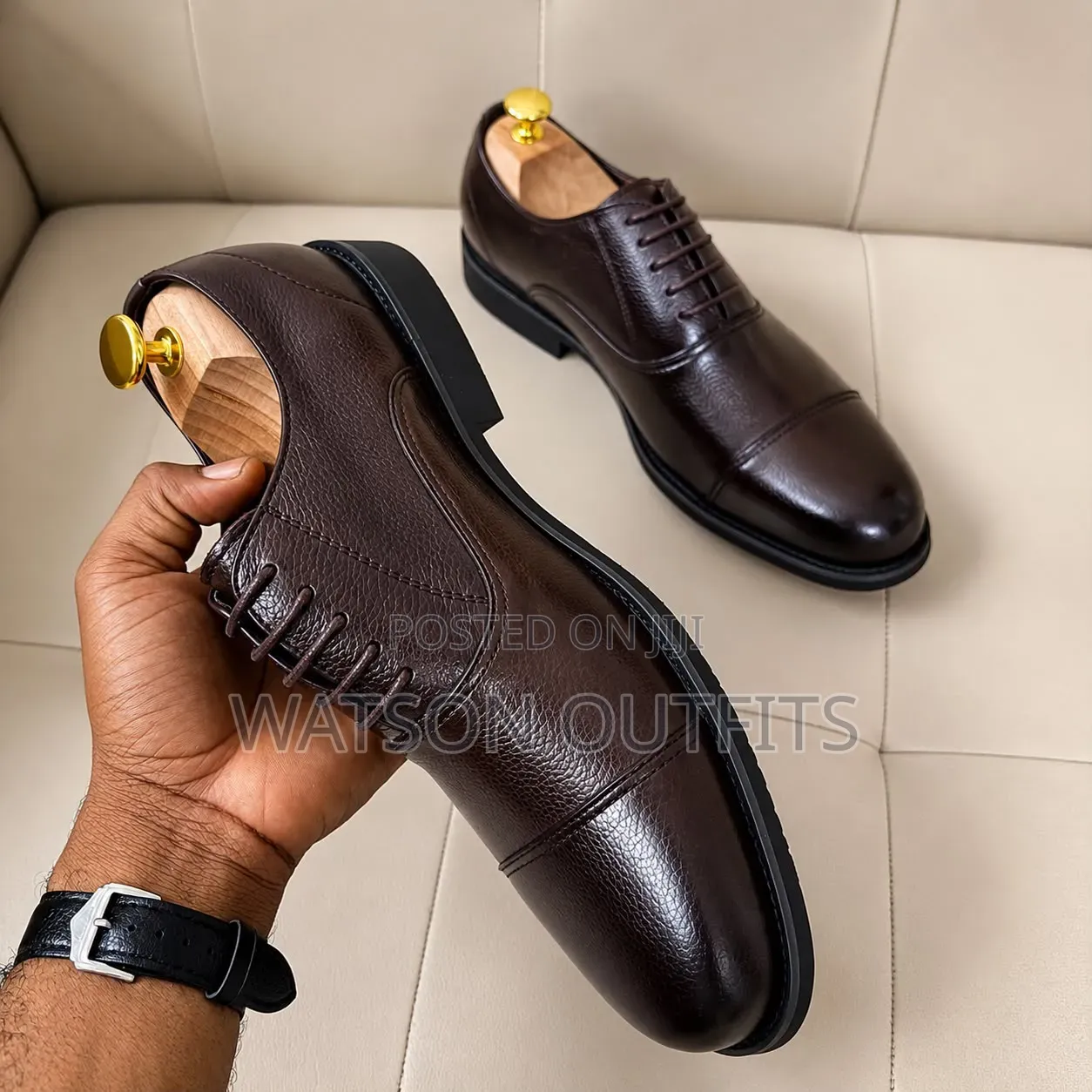 Men's Leather Shoes 2 Colours Black and Coffee De'Rossi Brands