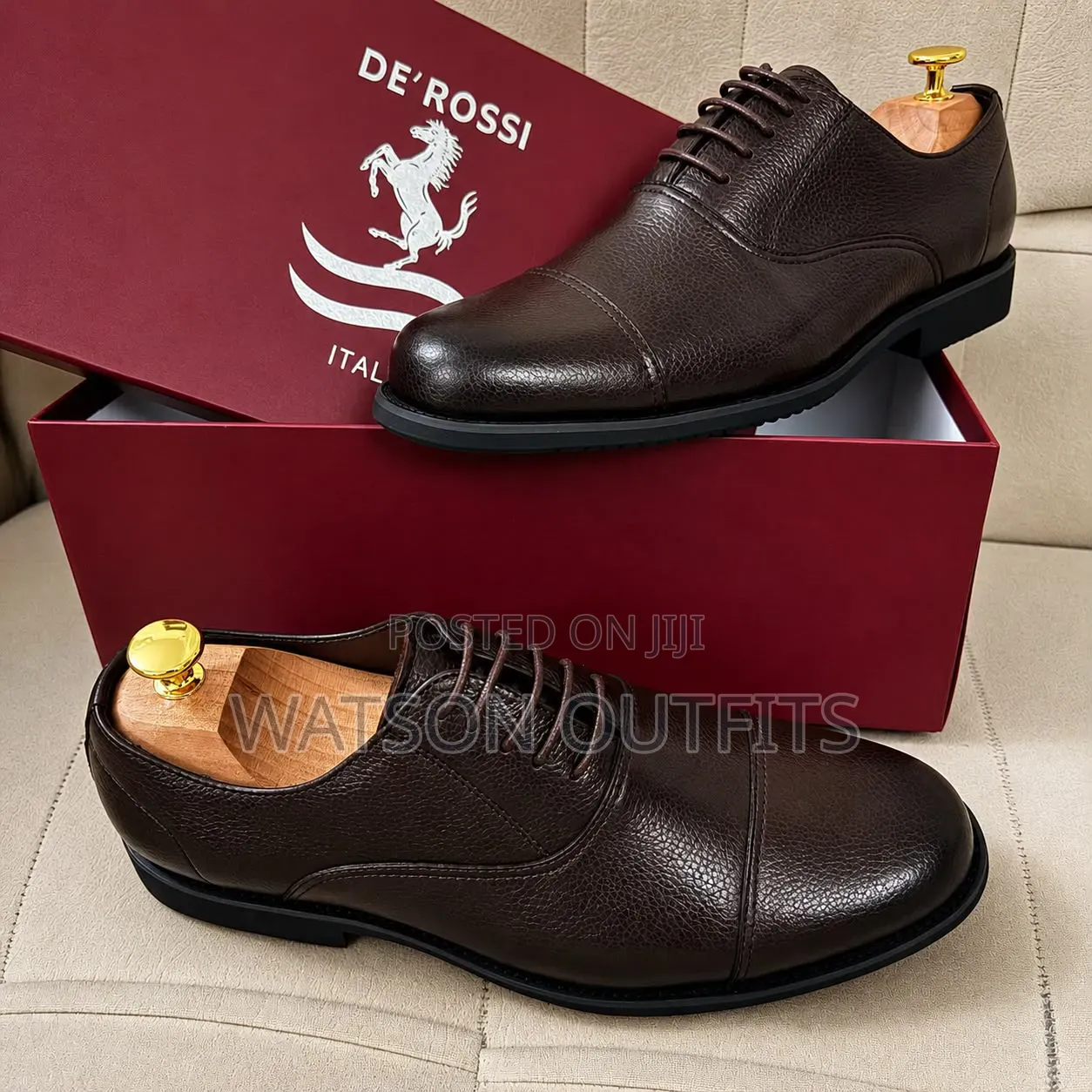 Men's Leather Shoes 2 Colours Black and Coffee De'Rossi Brands
